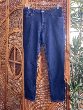 Nanette Lepore Women’s Slim Straight Jeans in Dark Blue Low Waisted Size 12